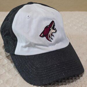 Women\'s Arizona Coyotes Logo NHL Official White Black Glitter Baseball Hat Arizona Coyotes Hats, Coyotes Snapbacks, Arizona Coyotes  main image 3